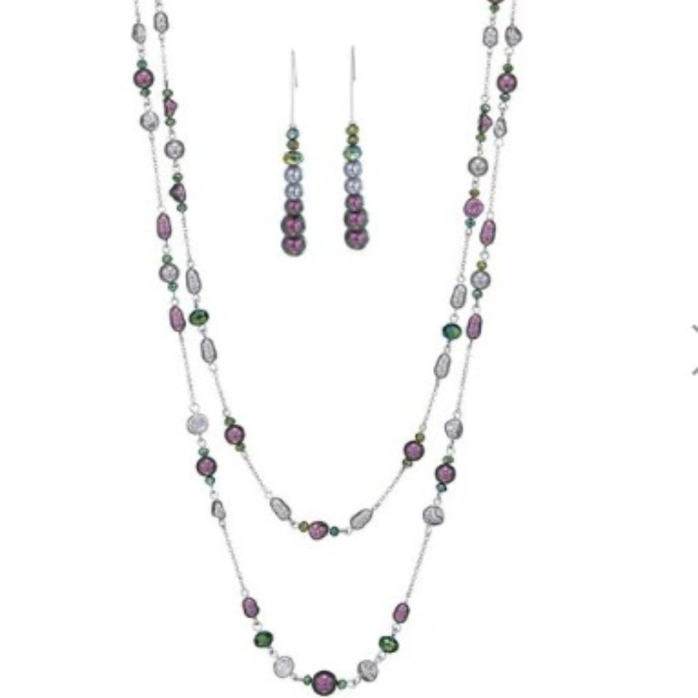 NWT- Avon Multi Strand Pearly and Beaded Necklace and Earring Set